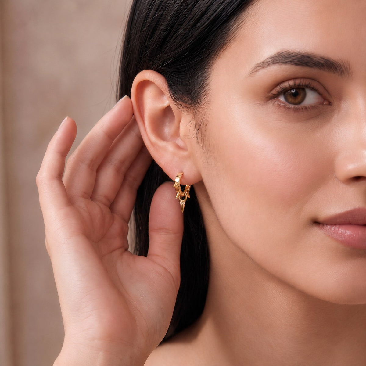 Apex Spike Gold Hoops Earrings