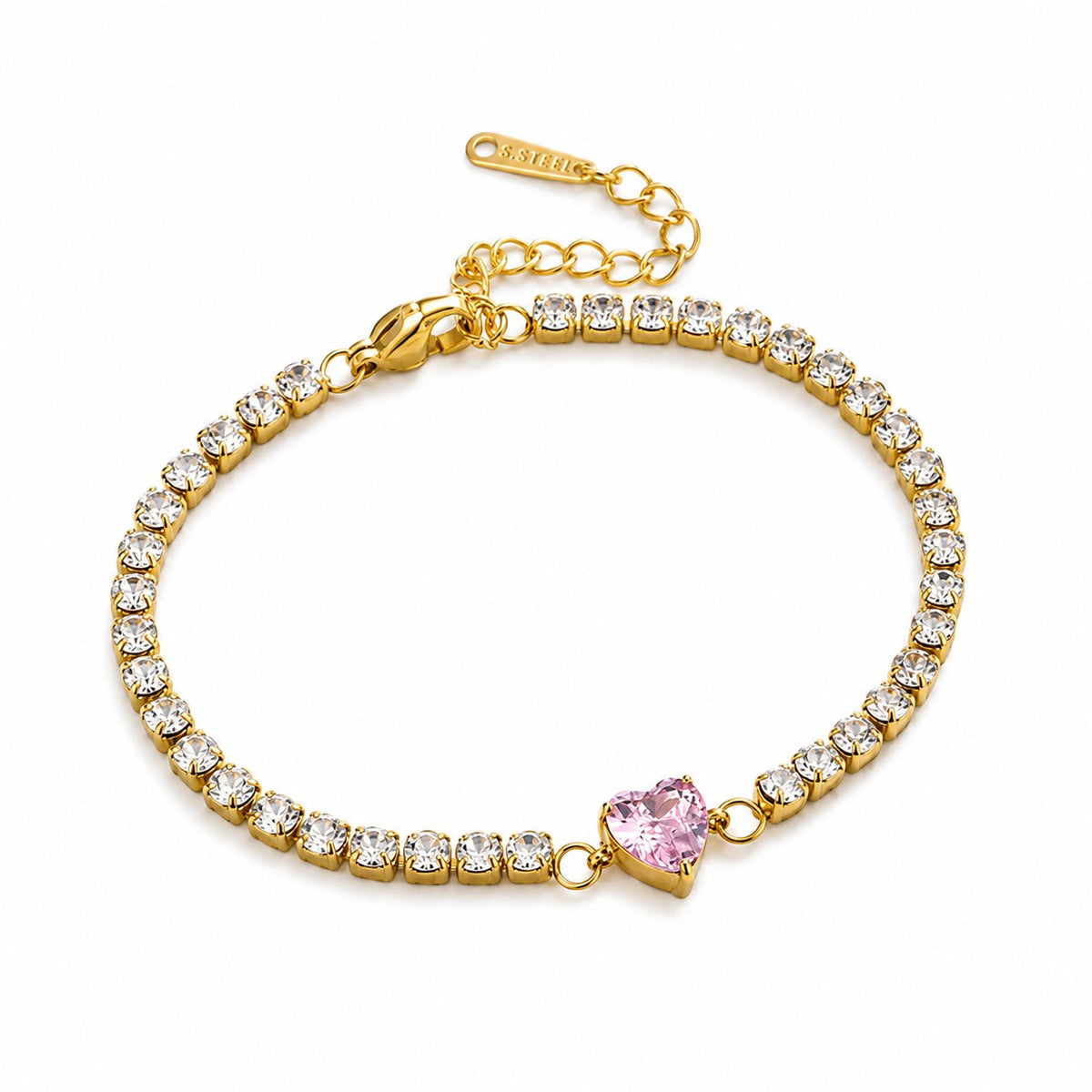 Amore Heart Gold Tennis Bracelet