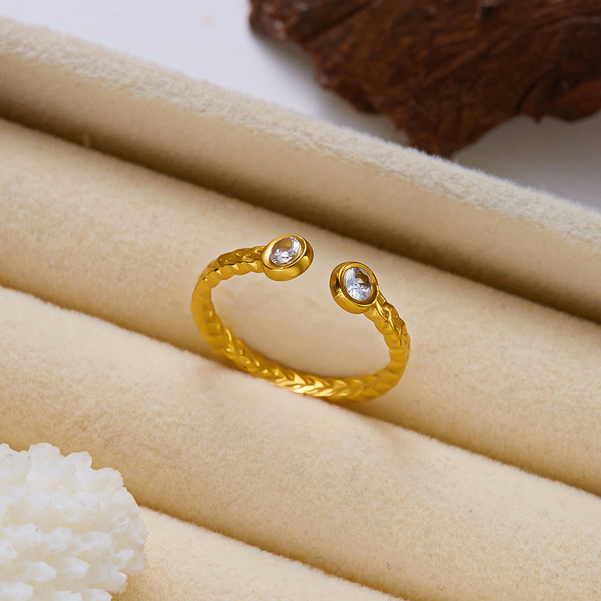Twin Sparkle Gold Ring