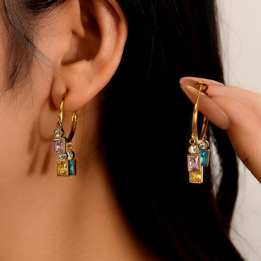 Gem Symphony Gold Earrings