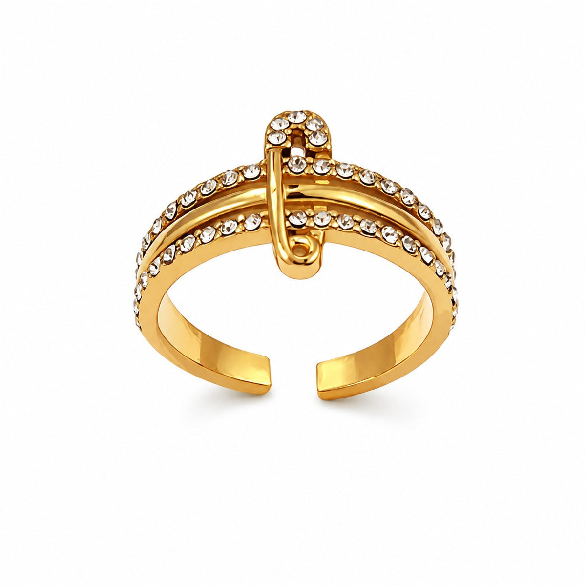 Safety Pin Gold Ring