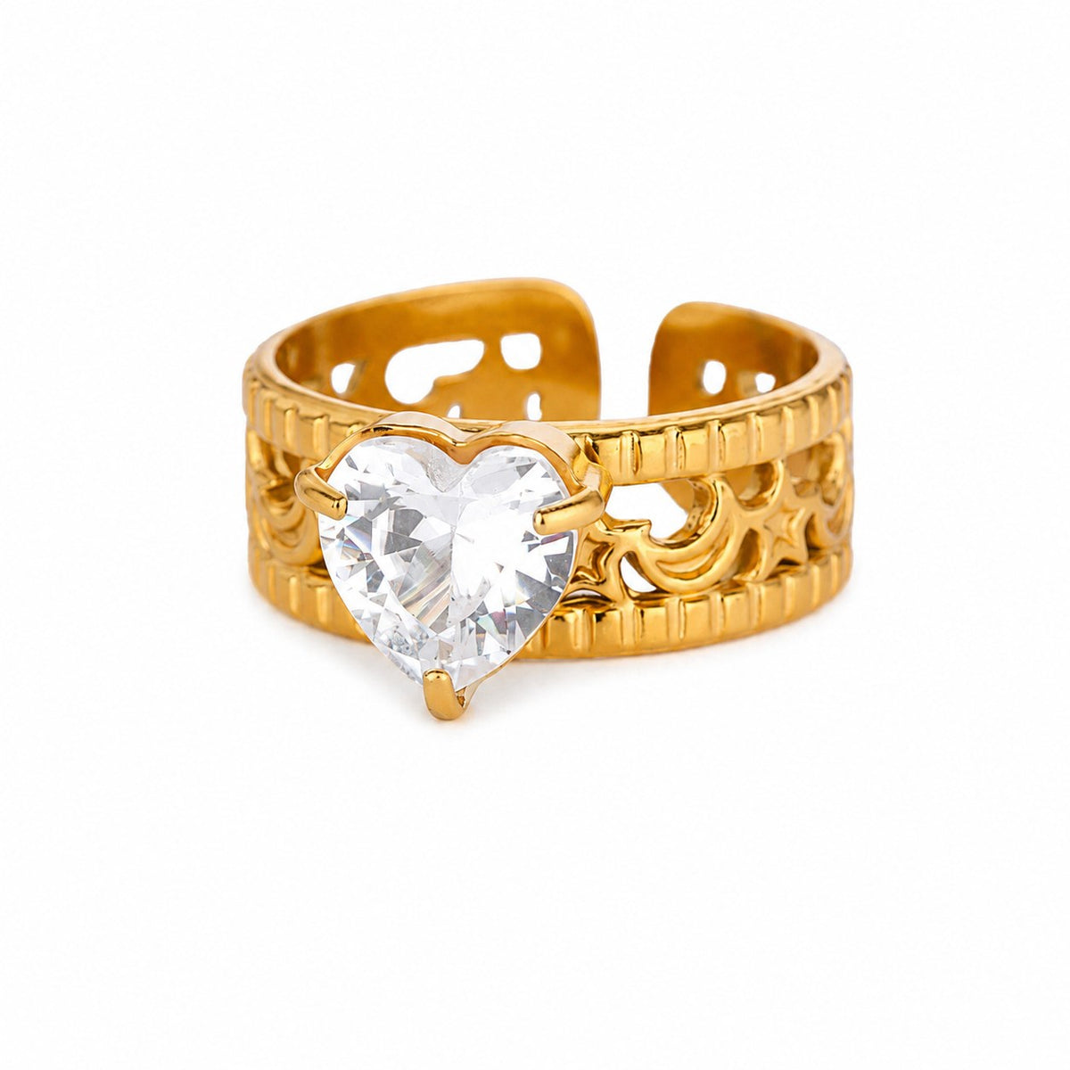 Starlit Gold Heart Ring