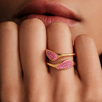 Pink Wave Gold Ring
