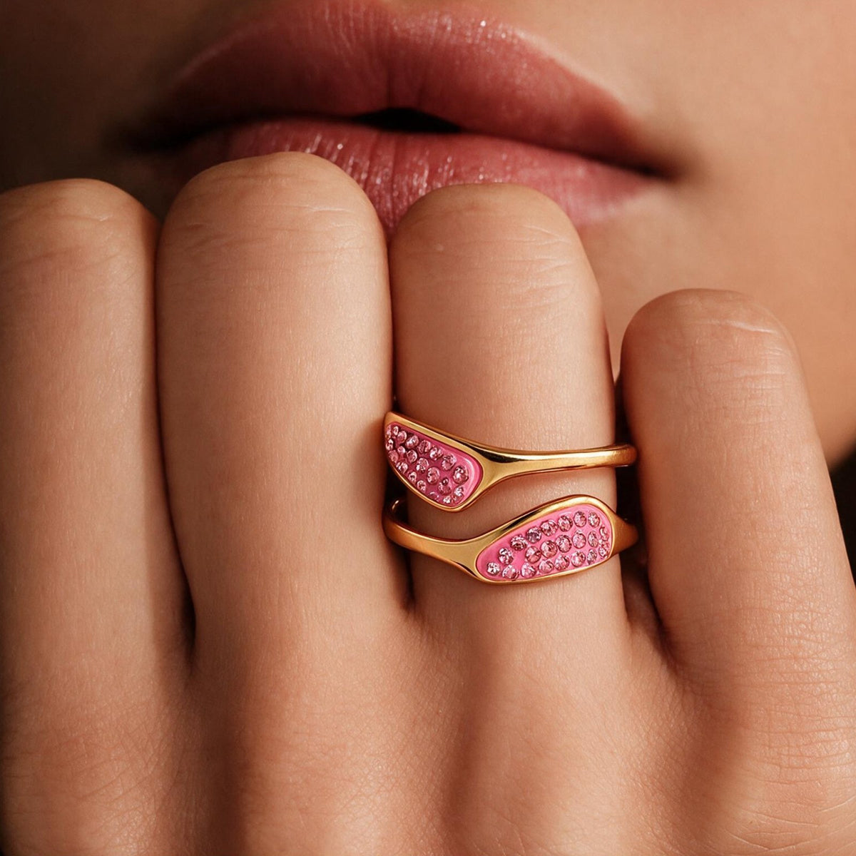 Pink Wave Gold Ring