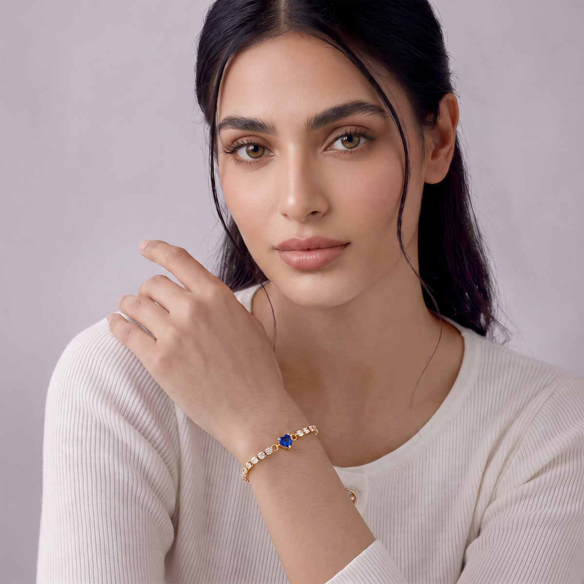 Amore Heart Gold Tennis Bracelet