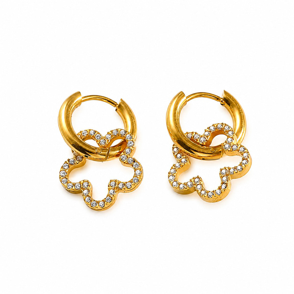 Clover Hoops Gold Earrings