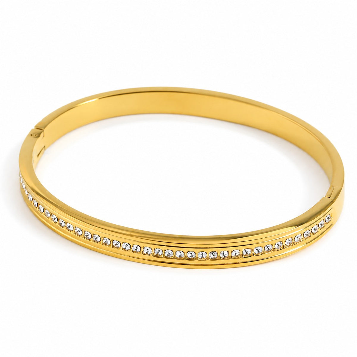 Crystal Line  Gold Bangle