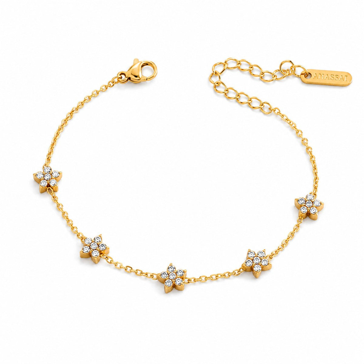 Flora Spark Gold Bracelet - White