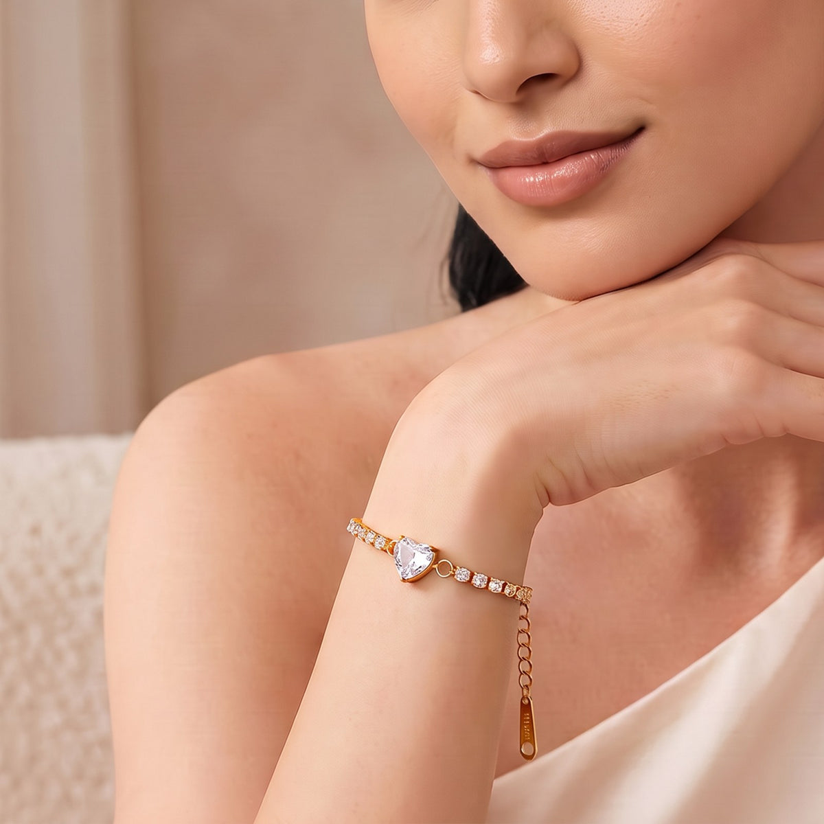 Amore Heart Gold Tennis Bracelet