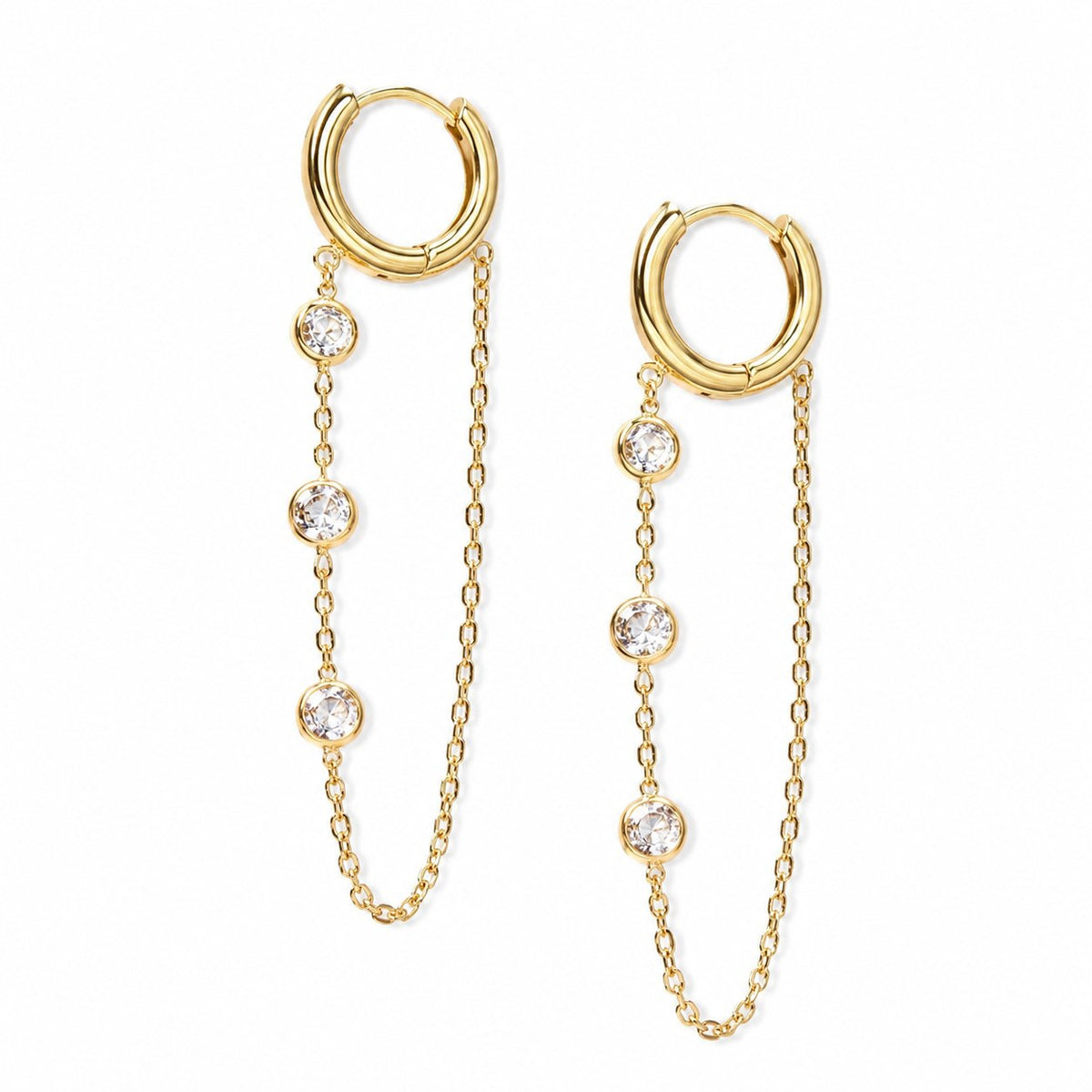 Luna Cascade Gold Hoop Earrings