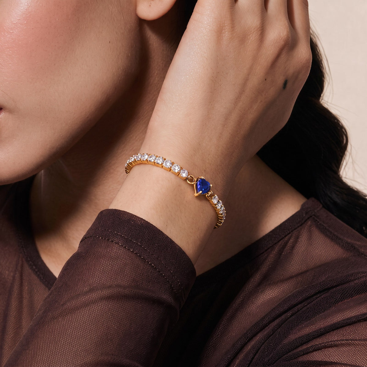 Amore Heart Gold Tennis Bracelet