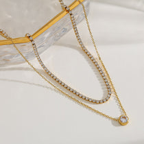 Heart Halo Duo Gold Necklace