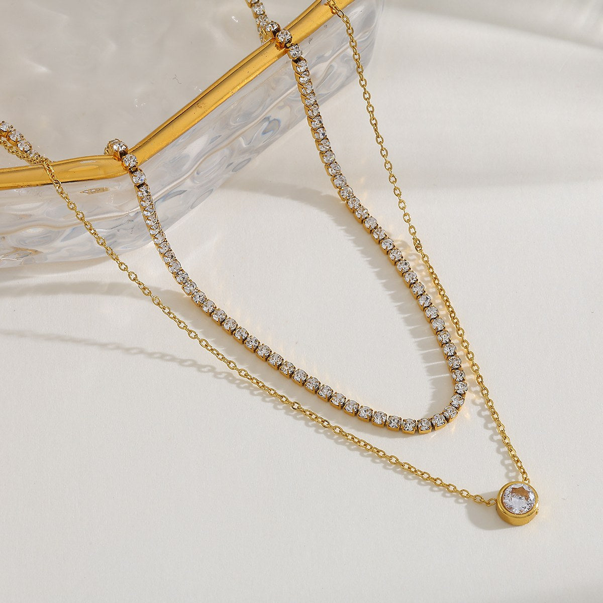 Heart Halo Duo Gold Necklace
