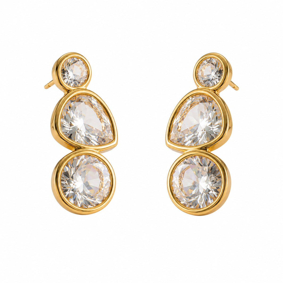 Lumina Bezel Gold Stud Earrings