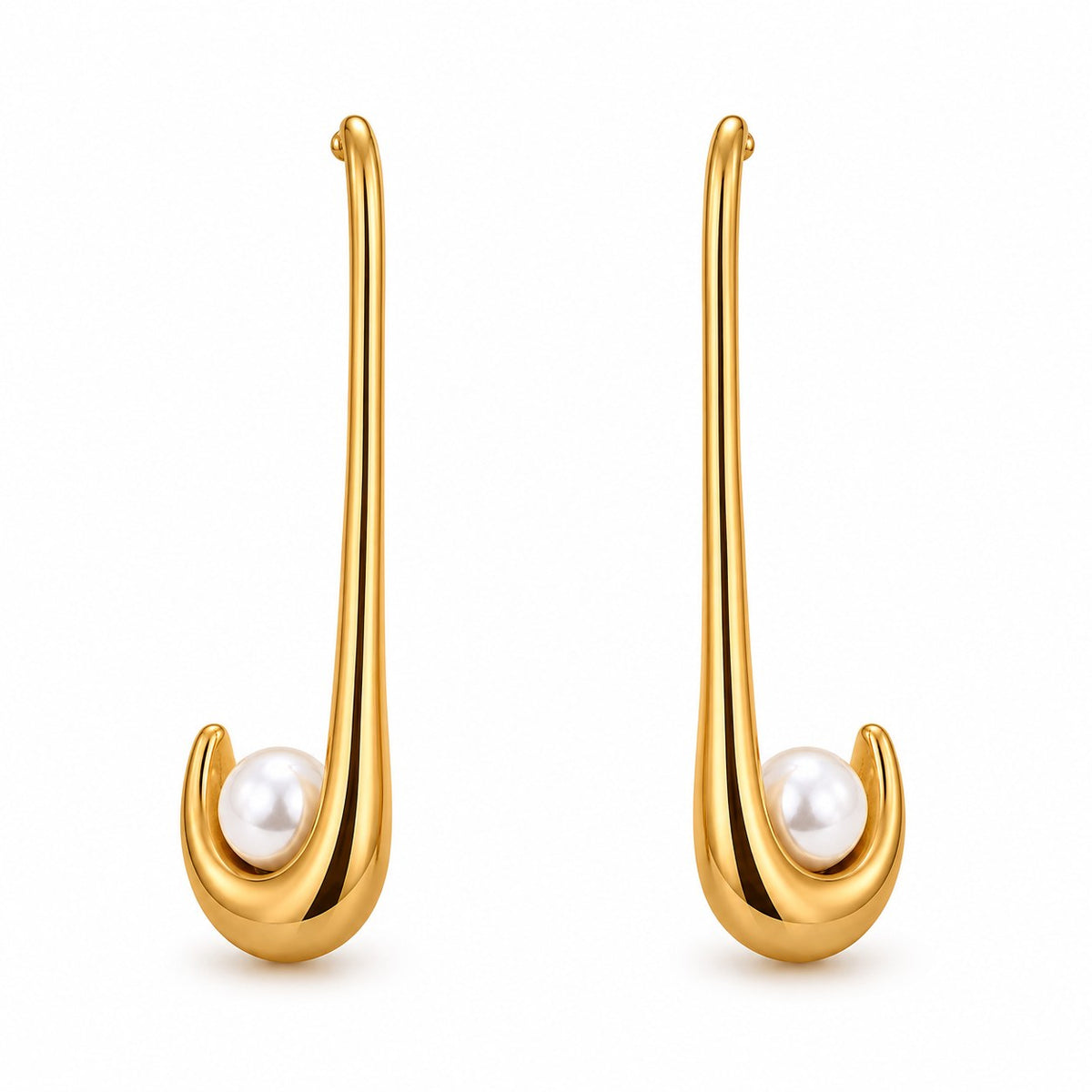 Sculpt Pearl Gold Earrings