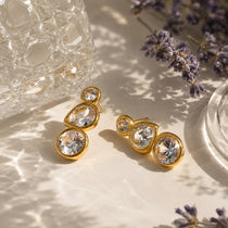 Lumina Bezel Gold Stud Earrings