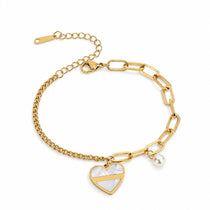 Pearl Whisper Gold Heart Bracelet