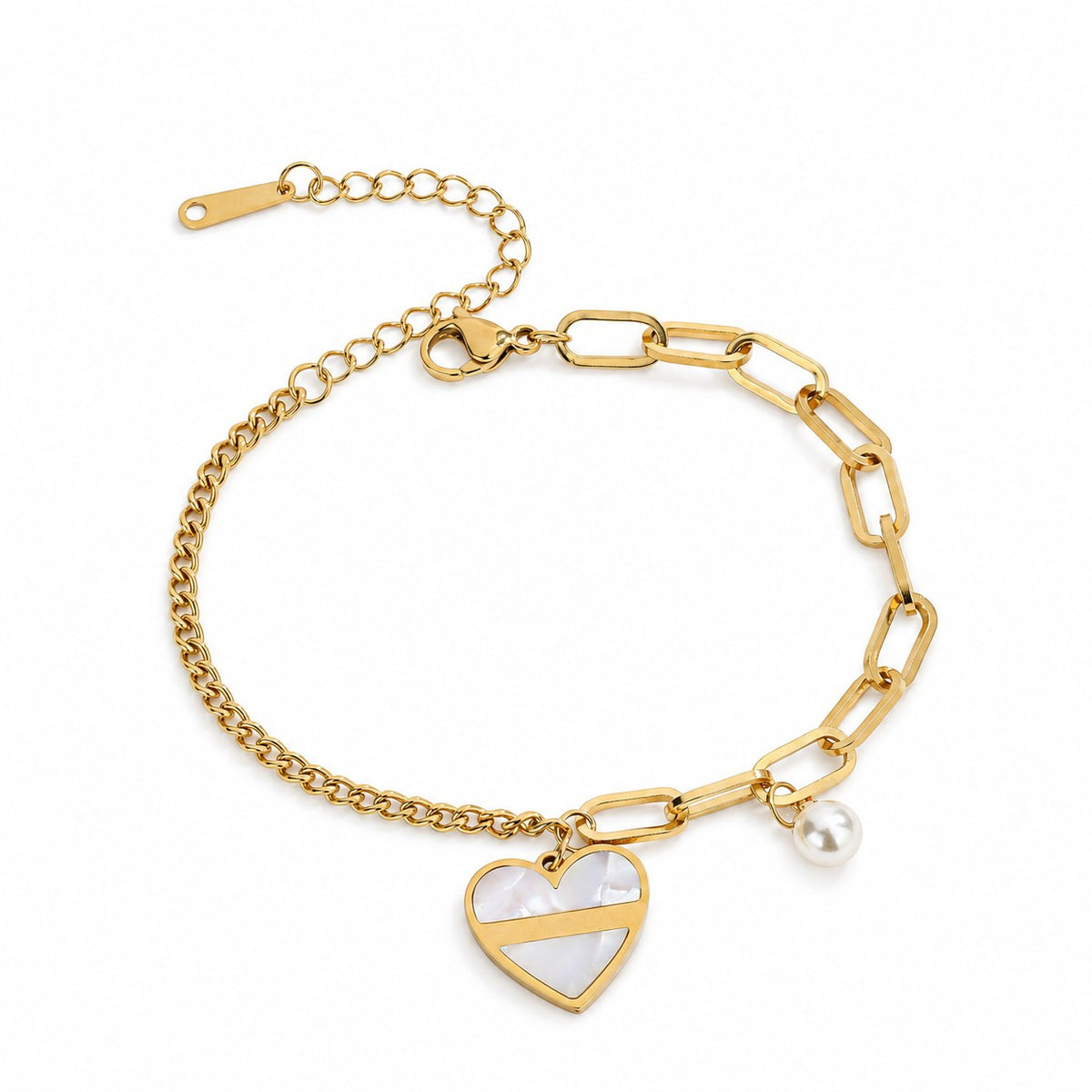 Pearl Whisper Gold Heart Bracelet