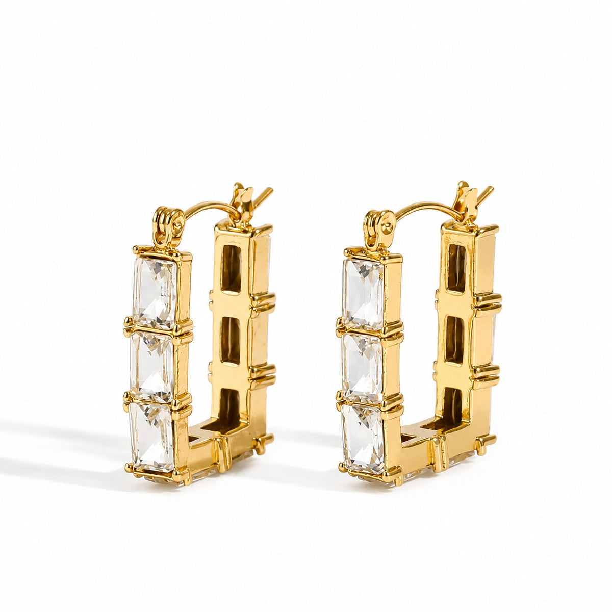 Baguette Gold Hoop Earrings