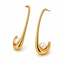 Sculpt Pearl Gold Earrings