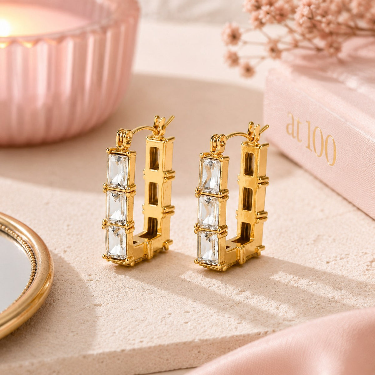 Baguette Gold Hoop Earrings