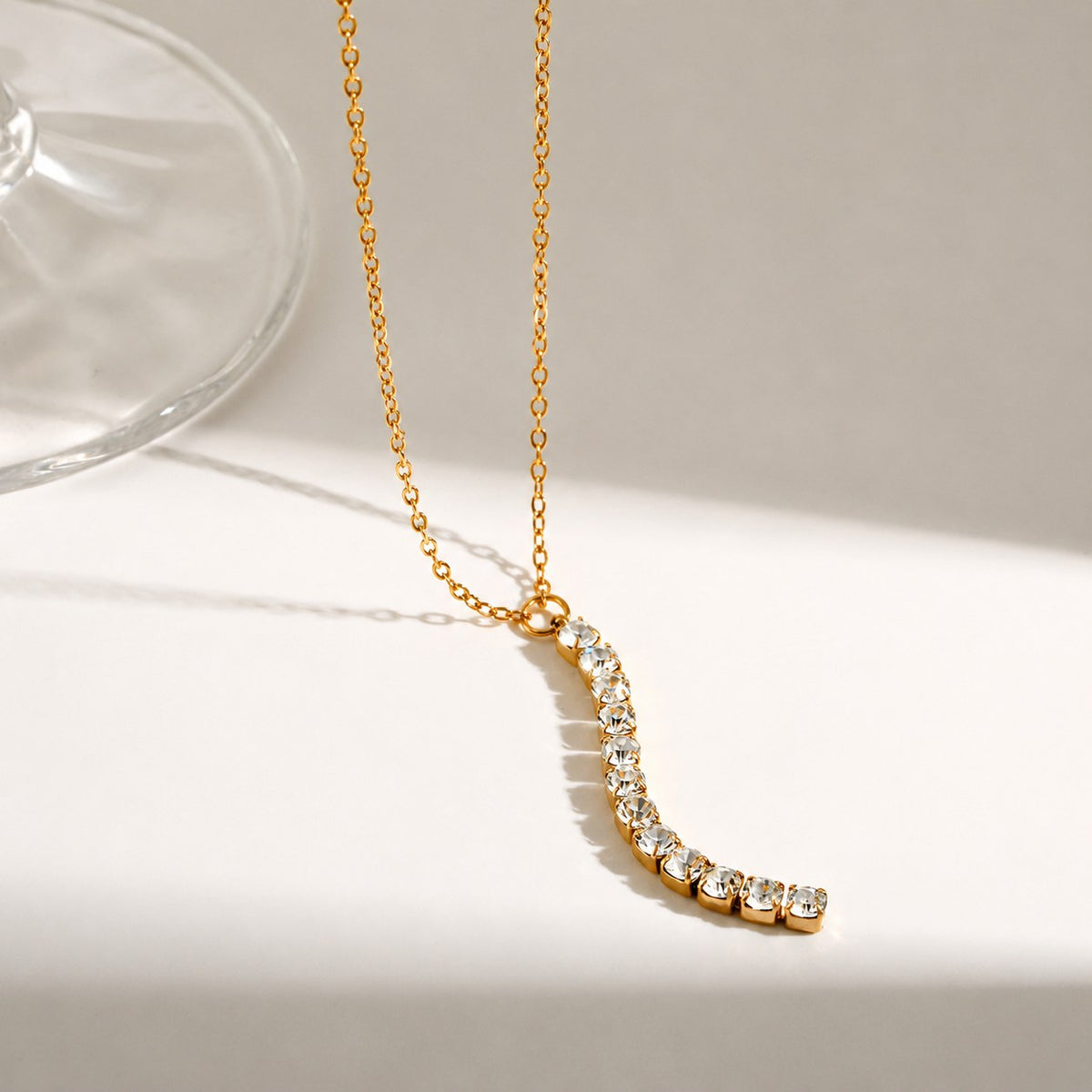 Crystal Cascade Gold Necklace