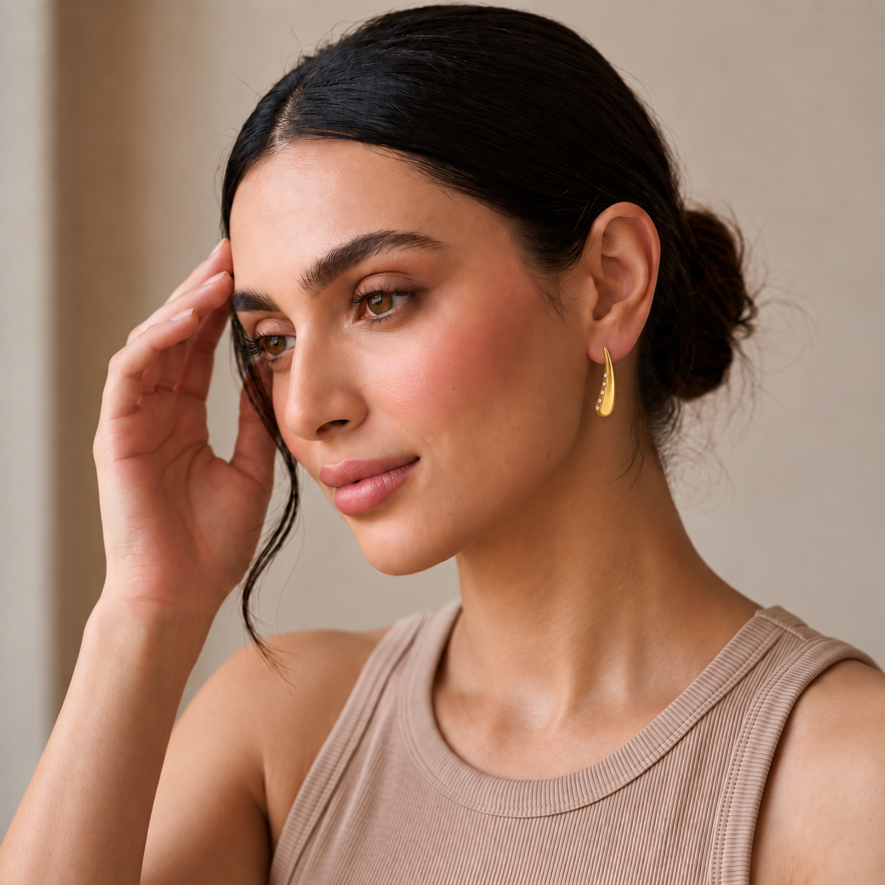 Curve Drop Gold Earrings Secondary image
