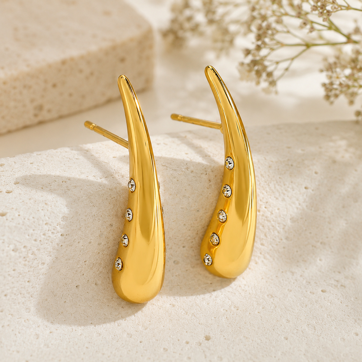 Curve Drop Gold Earrings