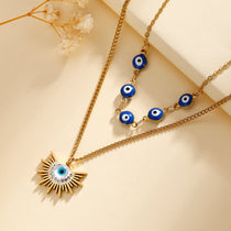 Solara Evil Eye Burst Gold Necklace