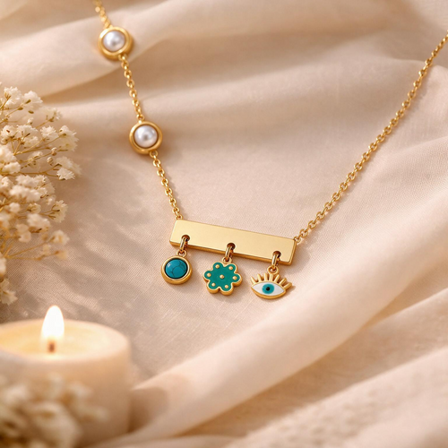 Mystic Eye Charm Gold Necklace