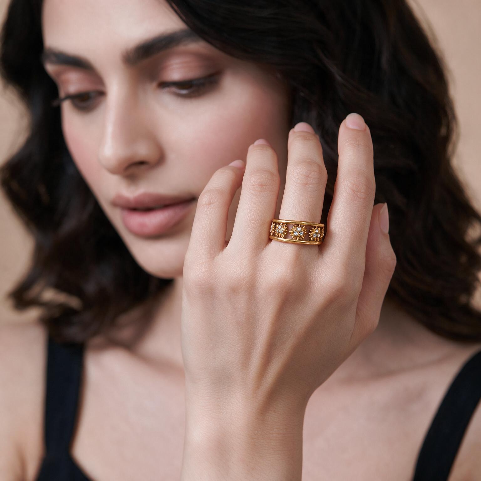 Stellar Bloom Gold Ring Secondary image