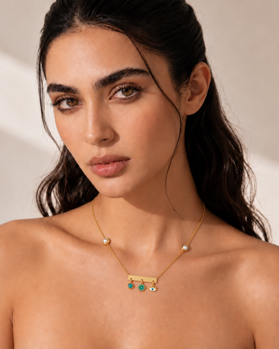 Mystic Eye Charm Gold Necklace