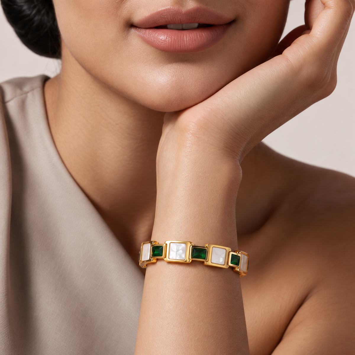 Emerald Gold Plated Bangle