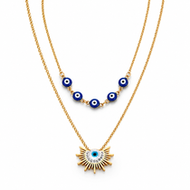 Solara Evil Eye Burst Gold Necklace