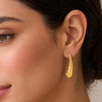 Curve Drop Gold Earrings