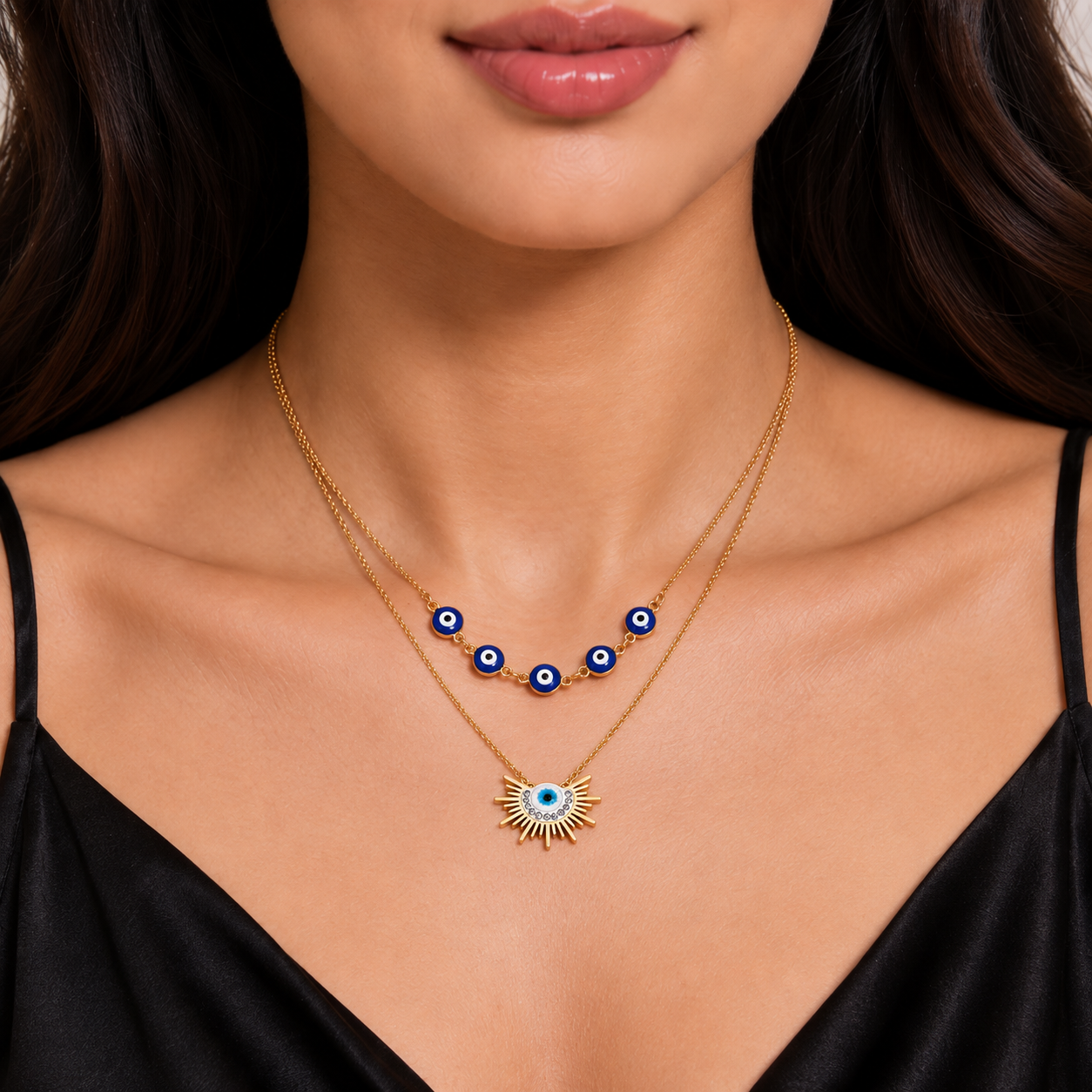 Solara Evil Eye Burst Gold Necklace Secondary image