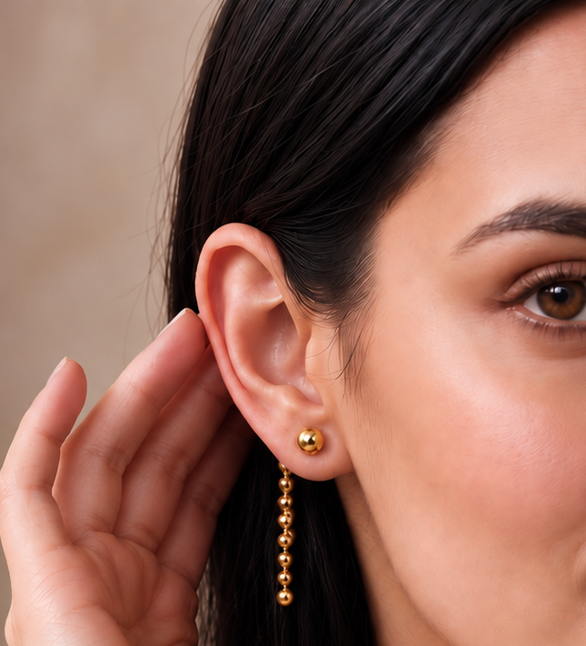 Linear Drop Gold Earrings
